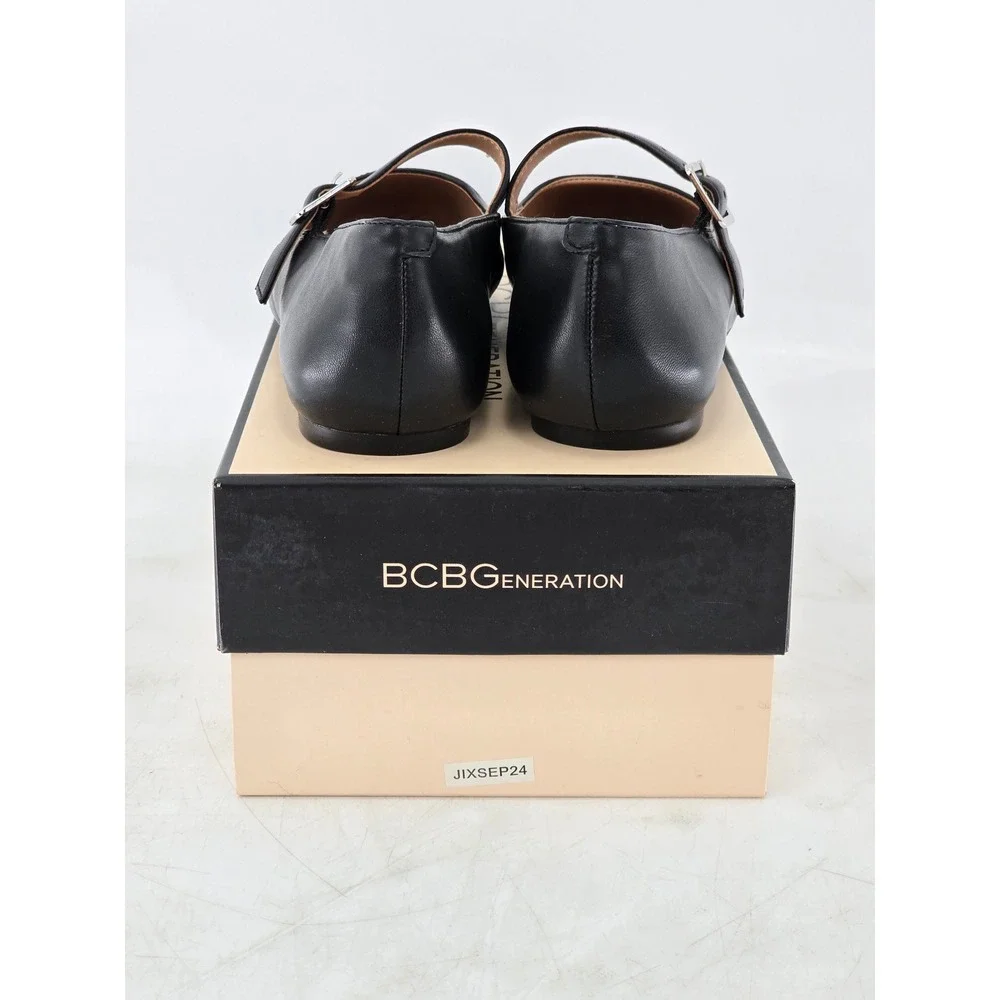 BCBGeneration Harpin Mary Jane Flats Womens 5.5 Black Square Toe Buckle - Exc